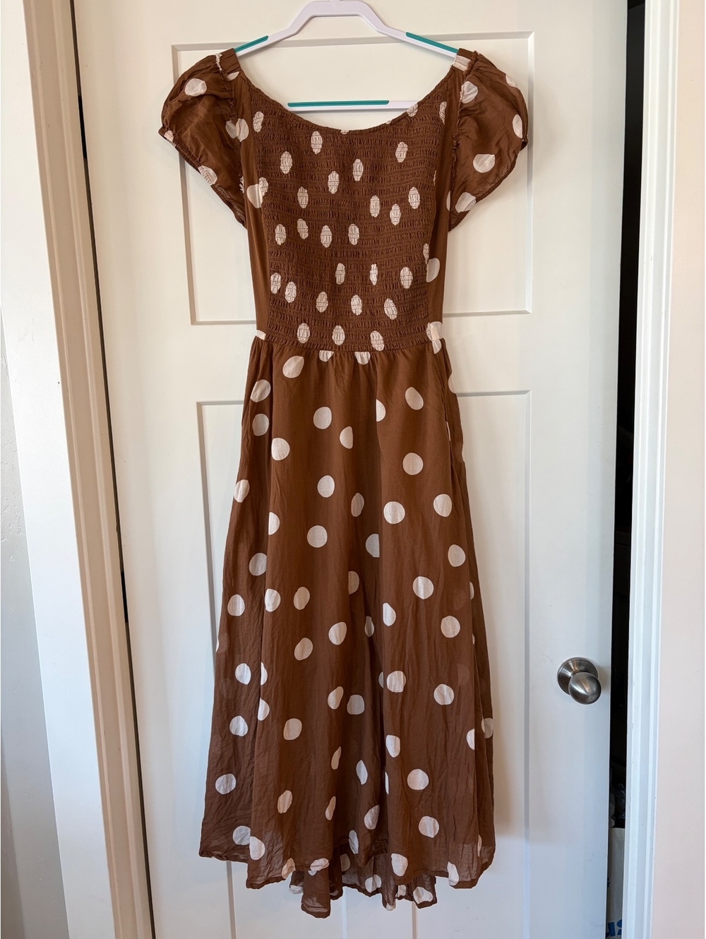 Free People Ultraviolet Polka Dot Midaxi Dress — Oak, Size L